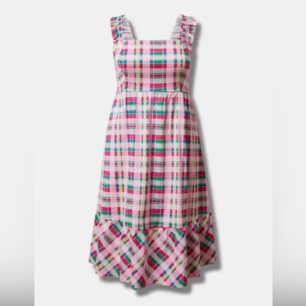 Torrid Mini Poplin Tiered Ruffle Strap Dress